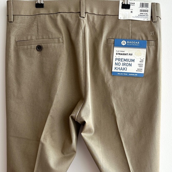 Haggar Clothing Premium No Iron Khaki, Flat Front Straight Fit, 34W x 34L - Picture 16 of 16